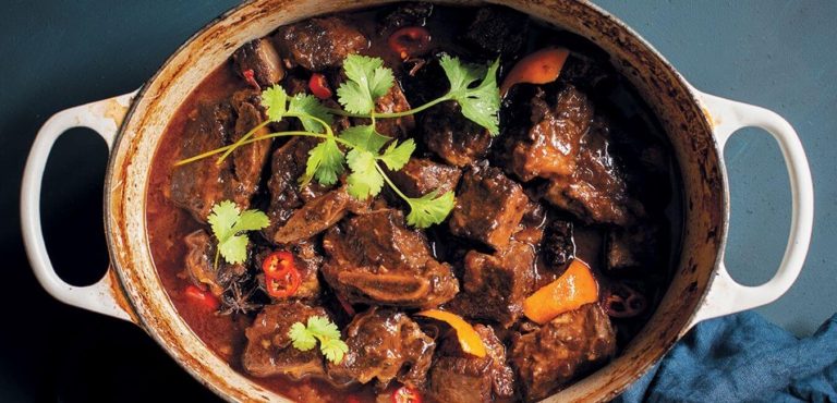 Orange and Ginger beef short rib in a casserole
