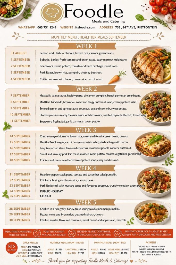 September Healthy Meals Menu